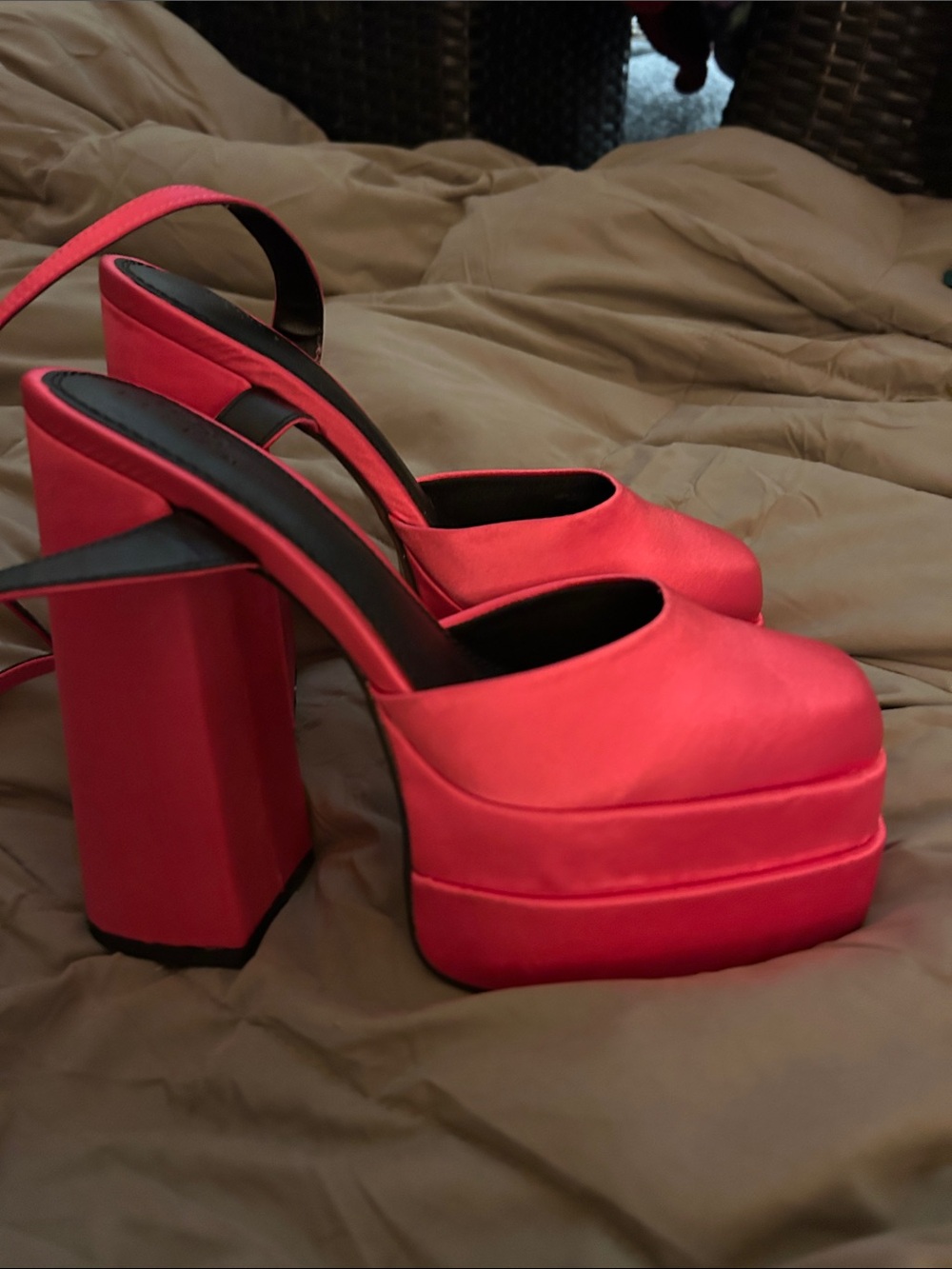 ASOS Hot Pink Platform ankle strap Heels